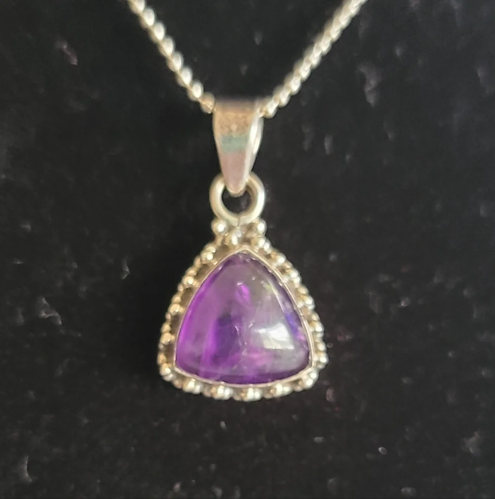 Sterling Amethyst Pendant Necklace - Picture 2 of 5